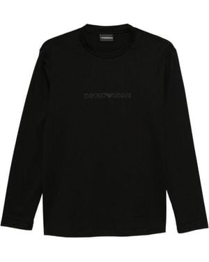 Emporio Armani Logo Cotton T-Shirt - Black