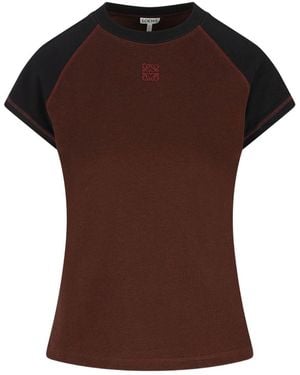 Loewe Logo Cotton T-Shirt - Brown