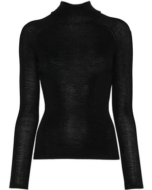 Majestic Wool And Silk Blend High-neck Jumper - Black