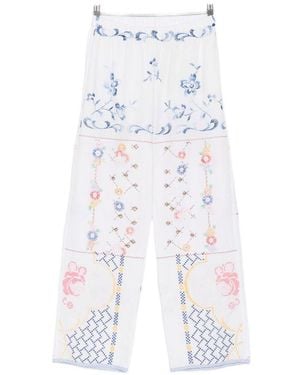 Relax Re-Luxe Embroidered Cotton Trousers - White