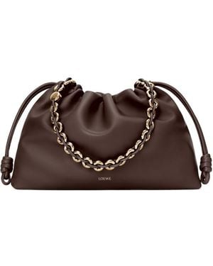 Loewe Flamento Large Leather Clutch - Brown