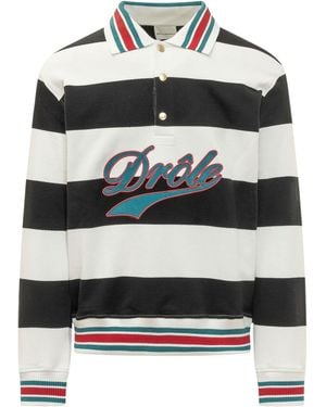 Drole de Monsieur Logo Stripe Polo Shirt - Grey