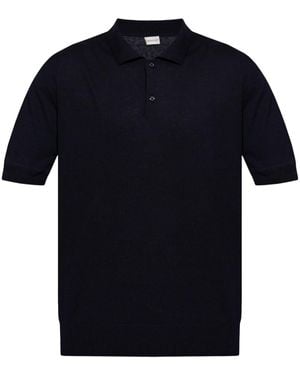 Moncler Logo Linen And Silk Polo Shirt - Black