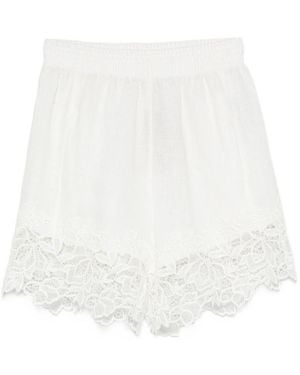 Ermanno Scervino Embroidered Linen Shorts - White