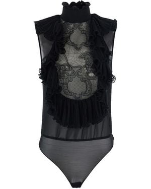 Elisabetta Franchi Ruffled Bodysuit - Black