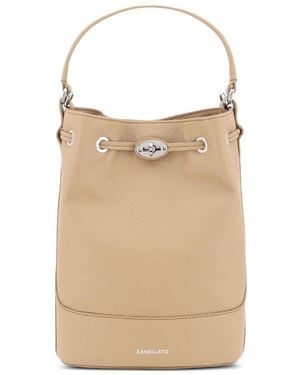 Zanellato Monda' Daily Small Leather Bucket Bag - Natural