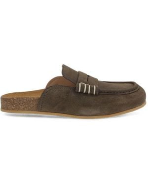 JW Anderson Stitch Leather Slippers - Brown