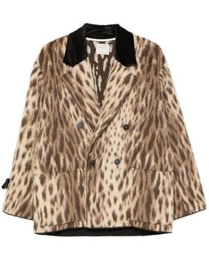 forte_forte Wool Blend Double-Breasted Jacket - Natural