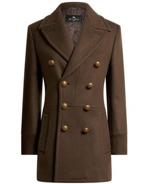 Etro Wool Double-Breasted Jacket - Brown