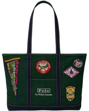 Polo Ralph Lauren Logo-Patch Canvas Tote - Green
