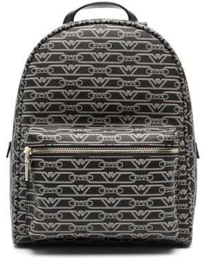 Emporio Armani Allover Logo Backpack - Grey
