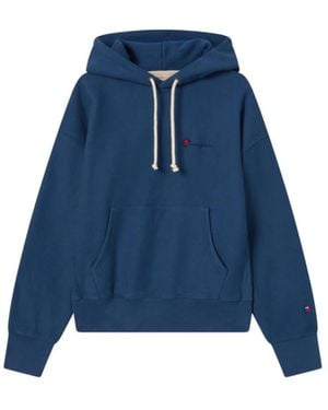 Champion Logo-Embroidered Hoodie - Blue