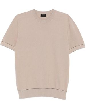 Brioni Piquet Cotton T-Shirt - Natural