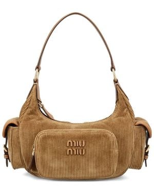 Miu Miu Pocket Velvet Shoulder Bag - Metallic