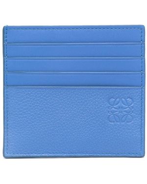 Loewe Leather Open Card Holder - Blue