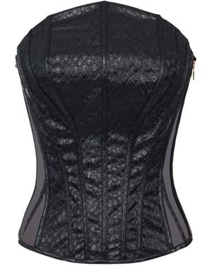 Elisabetta Franchi Faux Leather Corset Top - Black