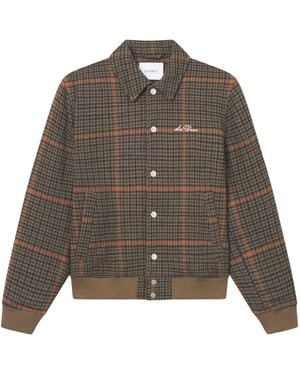 Les Deux Houndstooth Varsity Jacket - Brown
