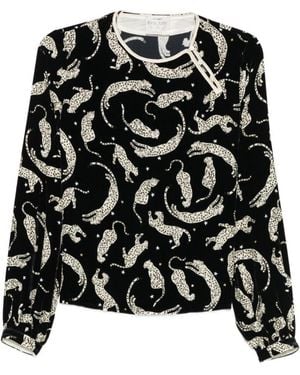 forte_forte Printed Velvet Blouse - Black