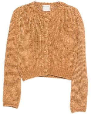 forte_forte Cashmere Blend Kitted Cardigan - Natural