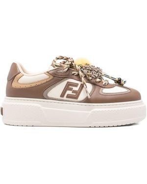 Fendi Match Charm Embellished Trainers - Pink