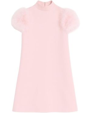 Valentino Feathered Wool And Silk Dress - Pink