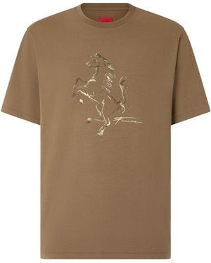 Ferrari Cotton T-Shirt - Brown