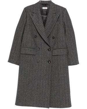 Alberto Biani Wool Double-Breasted Coat - Grey