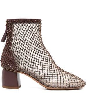 forte_forte Strass Mesh Ankle Boots - Brown