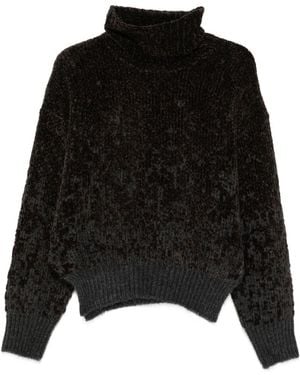 Alysi Chenille Turtle-Neck Sweater - Black