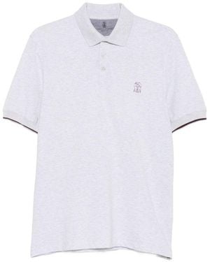Brunello Cucinelli Logo Cotton Polo Shirt - White