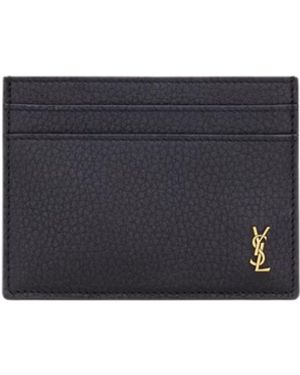 Saint Laurent Tiny Cassandre Card Holder - Blue