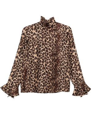 Alberto Biani Printed Silk Blouse - Brown