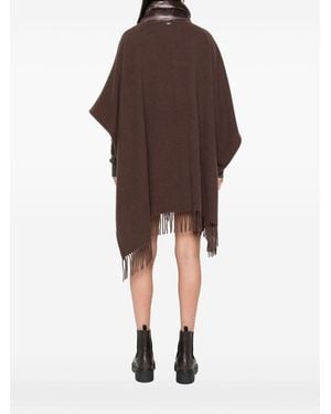 Herno Fringed Wool Poncho - Brown