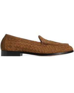 Bottega Veneta Silenzio Leather Loafers - Brown