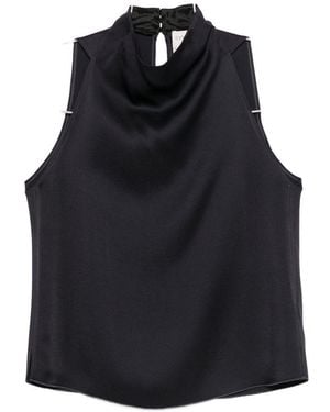 forte_forte Satin Turtle-Neck Top - Blue