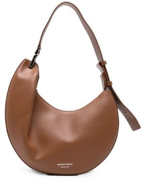 Emporio Armani Medium Leather Hobo Bag - Brown