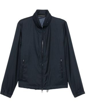 Giorgio Armani Cashmere And Silk Blend Blouson Jacket - Blue