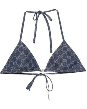 Gucci Gg Triangle Bikini Top - Blue