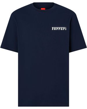 Ferrari Cotton T-Shirt With Logo - Blue