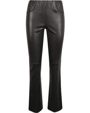 Via Masini 80 Leather Trousers - Grey
