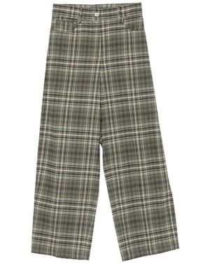 Alysi Cotton Tartan Trousers - Grey