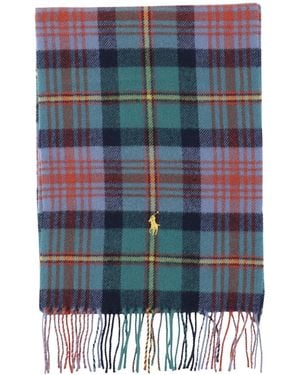 Polo Ralph Lauren Sciarpa A Frange A Quadri - Blu