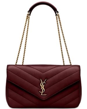 Saint Laurent Loulou Medium Leather Shoulder Bag - Purple