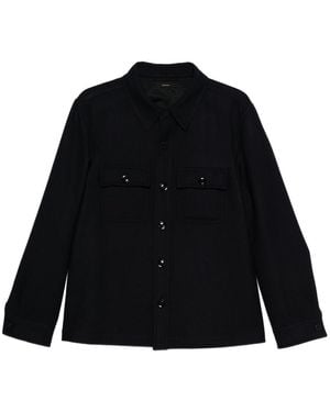 Tom Ford Double Splittable Light Wool Chest Pocket Outershirt - Black