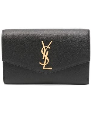 Saint Laurent Uptown Leather Wallet On Chain - Black