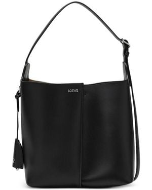 Loewe Bilbao Medium Leather Bucket Bag - Black