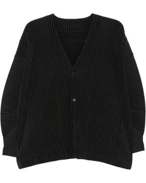 Homme Plissé Issey Miyake Pleated V-Necked Top Homme Plisse' Issey Mi - Black