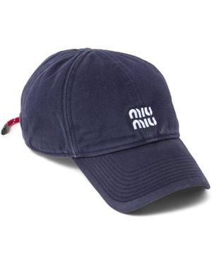 Miu Miu Logo Cotton Baseball Cap - Blue