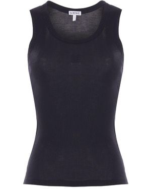 Loewe Anagram Silk Tank Top - Blue
