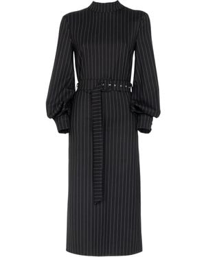 LES FILLES D'EVA Pinstripe Wool Dress - Black